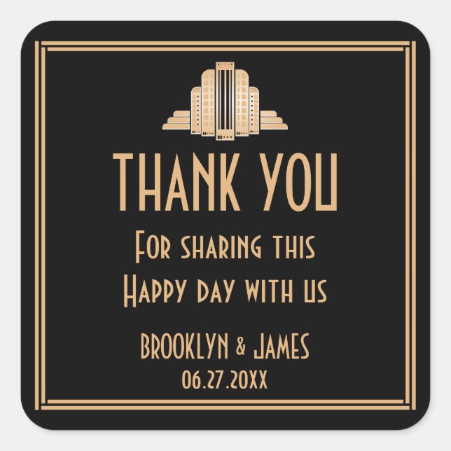 Stickers Mariage Noir Art Déco Great Gatsby (Devant)