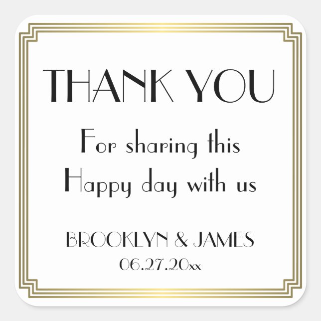 Stickers Mariage Or Art Déco (Devant)