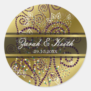 Stickers Mariage Or Purple Spirales Boho Elégant