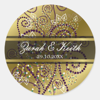 Stickers Mariage Or Purple Spirales Boho Elégant