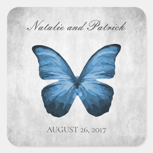 Stickers Mariage Papillon Bleu (Devant)
