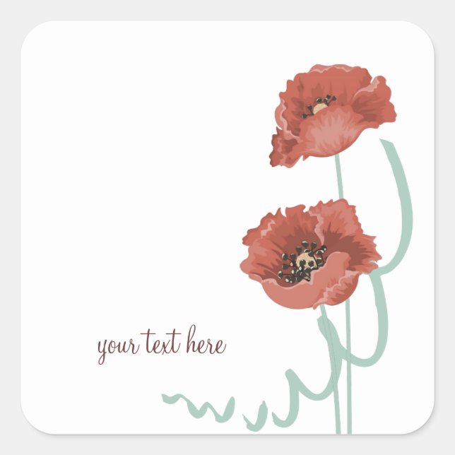 Stickers Mariage Peonies Rouges (Devant)