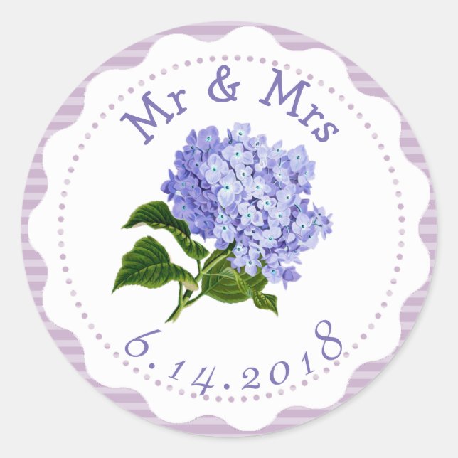 Stickers Mariage personnalisé Fleurs violettes (Devant)