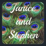 Stickers Mariage Personnalisé Peacock<br><div class="desc">Les autocollants de mariage personnalisés Peacock sont parfaits pour les faveurs ou les invitations.</div>