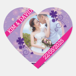 Stickers mariage Photo Merci en forme de coeur
