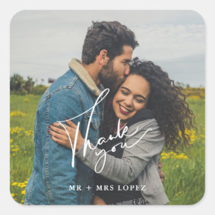 Stickers Mariage photo simple Favoriser Merci 