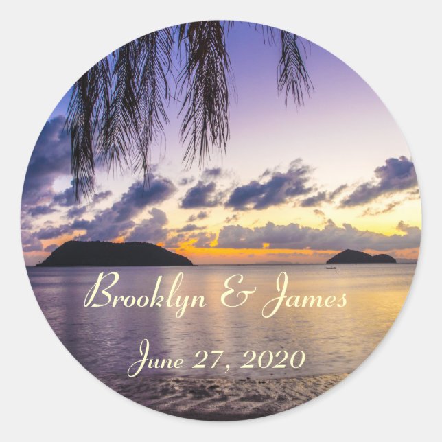 Stickers Mariage Plage Violet (Devant)