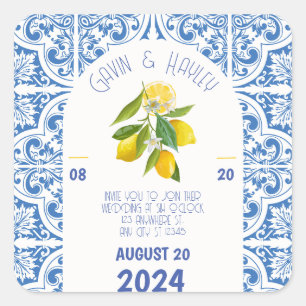 Stickers Mariage Portugal - Carreaux bleus et citr
