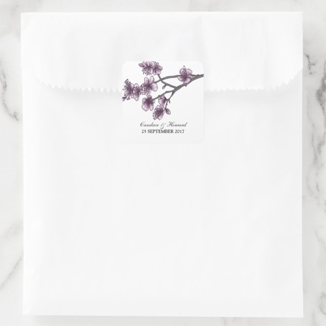 Stickers Mariage Purple Simple Cerise Blossoms (Sac)