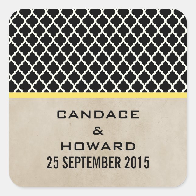 Stickers Mariage Quatrefoil Chic Jaune (Devant)