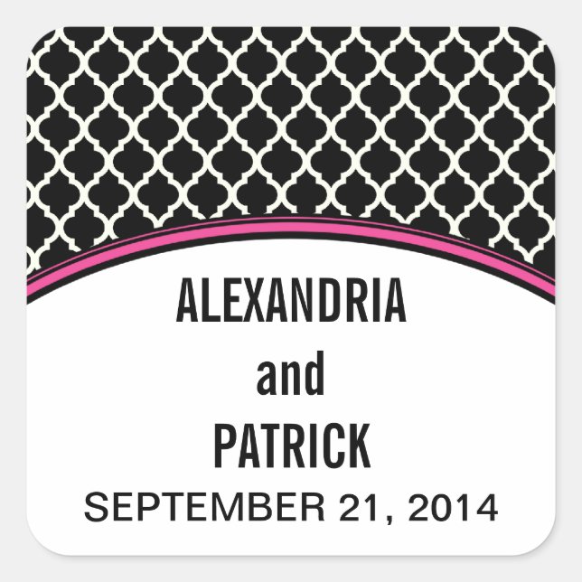 Stickers Mariage Quatrefoil Rose Élégant (Devant)