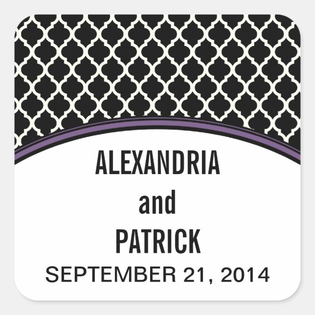 Stickers Mariage Quatrefoil violet élégant (Devant)