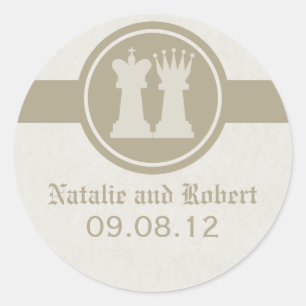 Stickers mariage roi et reine d'échecs, Latte