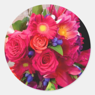 Stickers Mariage rose Bouquet Enveloppe Sceau