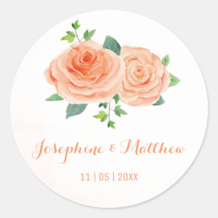 Stickers Mariage Rose d'aquarelle de pêche