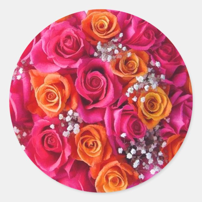 Stickers mariage Rose Enveloppe Sceau (Devant)