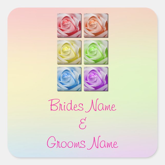 Stickers Mariage Rose Macro Rainbow (Devant)
