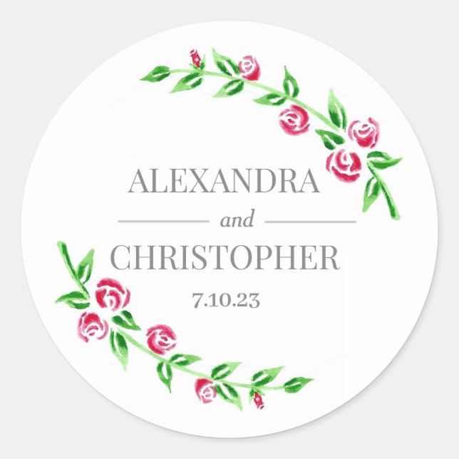 Stickers Mariage Rose romantique (Devant)
