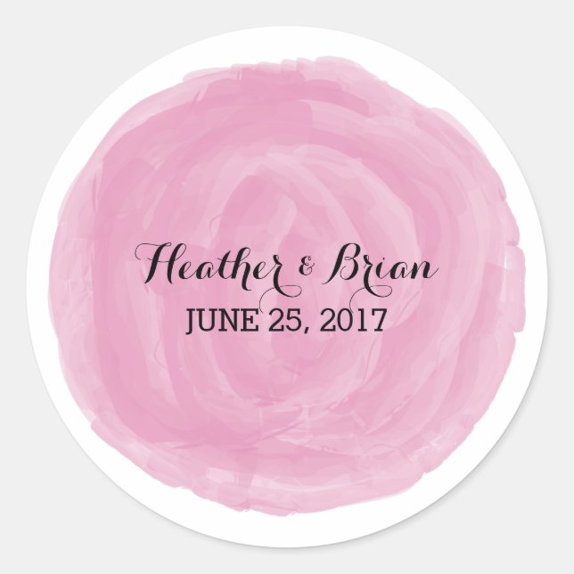 Stickers Mariage Rose-Rond Aquarelle (Devant)