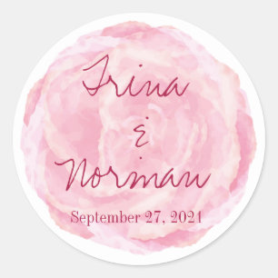 Stickers mariage Rose rose aquarelle