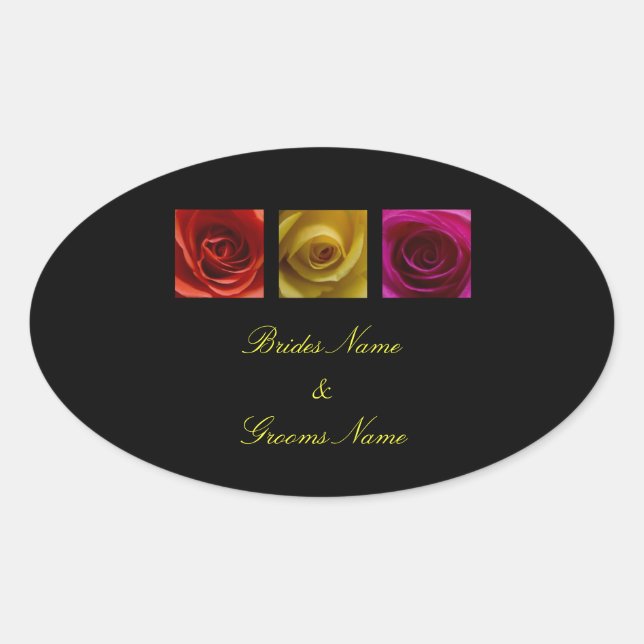Stickers mariage - Rose rose jaune orange (Devant)