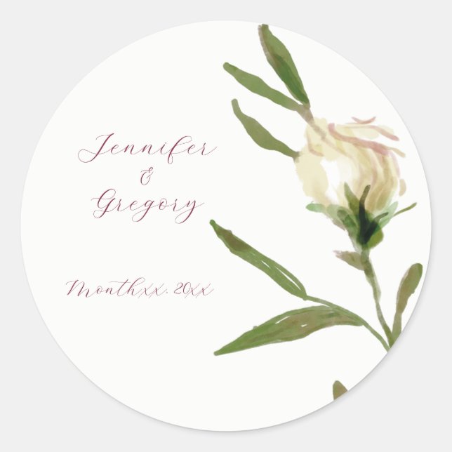 Stickers mariage Roses d'aquarelle blanche (Devant)