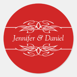 Stickers Mariage Rouge Enveloppe Sceau Mariée Et S