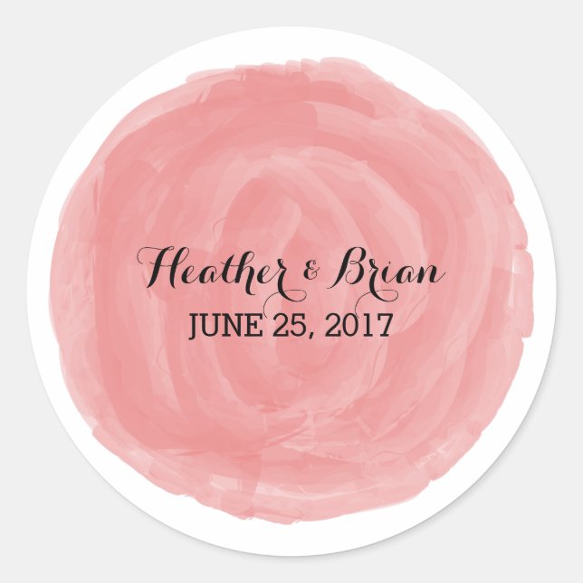 Stickers Mariage Rouge Rond Aquarelle (Devant)