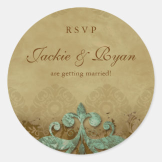 Stickers Mariage RSVP Antique Verdigris
