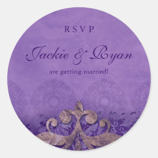 Stickers Mariage RSVP Antique Verdigris Purple Br