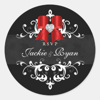 Stickers Mariage RSVP Noir Blanc Bow
