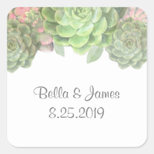 Stickers Mariage Succulents Vert