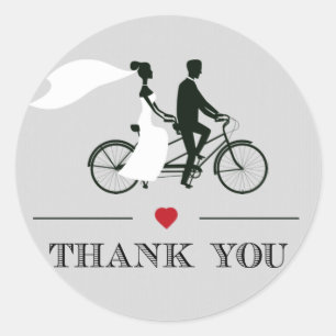 Stickers Mariage Tandem Bicyclette gris