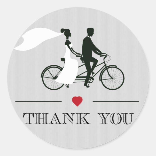 Stickers Mariage Tandem Bicyclette gris (Devant)