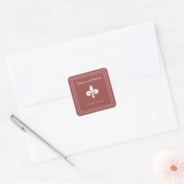 Stickers Mariage Terracotta Fleur de Lis (Enveloppe)