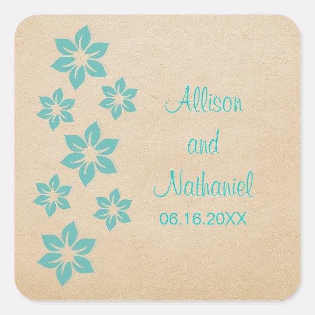 Stickers Mariage Tropical Turquoise (Devant)