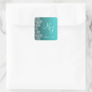 Stickers Mariage Turquoise Damask