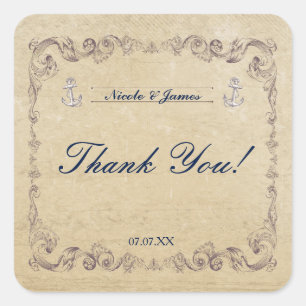 Stickers Mariage vintage Nautique Élégant Plage