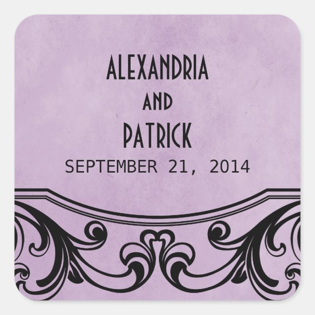 Stickers Mariage Vintage Violet (Devant)