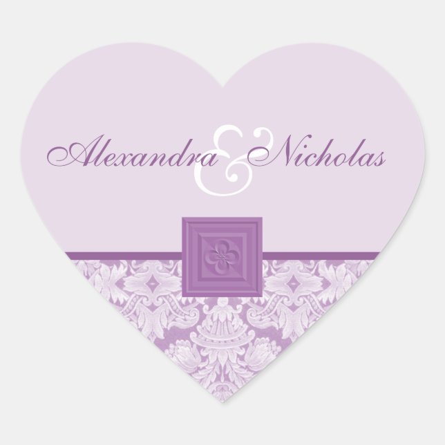 Stickers Mariage Violet Damask & Quatrefoil Cross  (Devant)