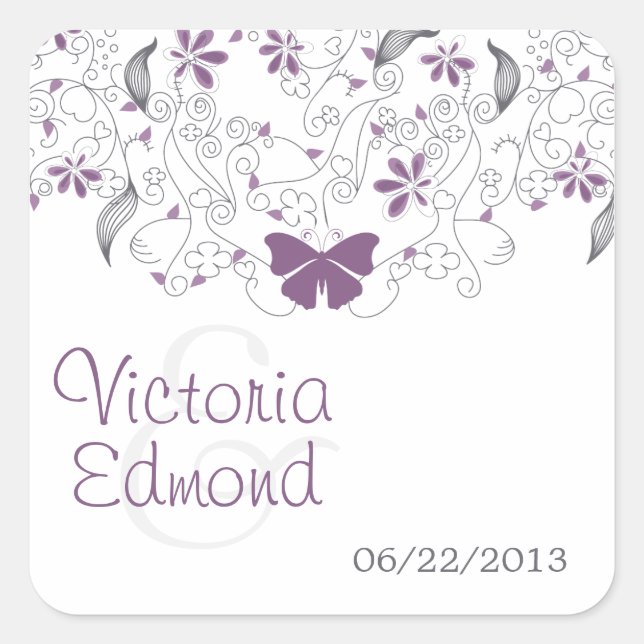 Stickers Mariage Whimsy Papillon Violet (Devant)