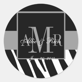 Stickers Mariage Zebra Noms Monogrammes