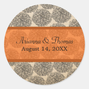 Stickers Mariage Zinnia vintage, Tangerine