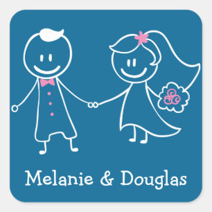 Stickers Mariée & Salle Personnalisée Mariage Bleu