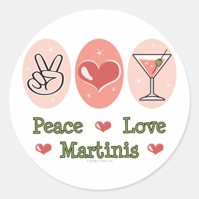 Stickers Martini Peace Love (Devant)
