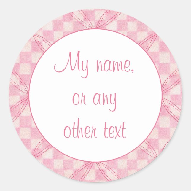 Stickers Matte rond 3" PINK CHECK QUILT (Devant)