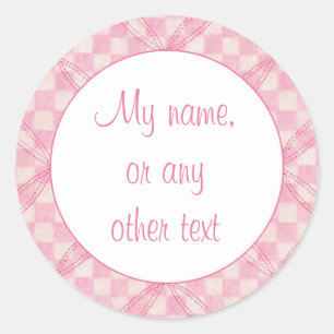 Stickers Matte rond 3" PINK CHECK QUILT