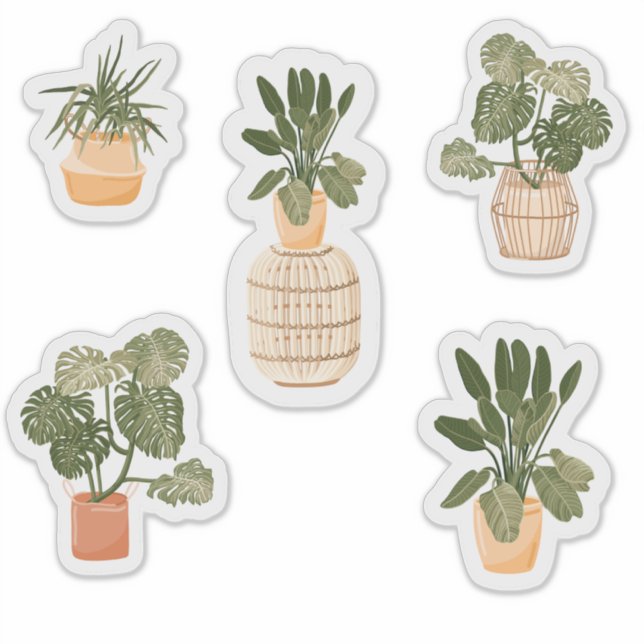 Stickers Ménage Poted - Plante intérieur mignon (Devant)