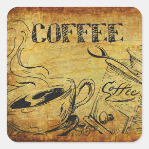 Stickers Menu Café chaud cuisine vintage Menu Stic