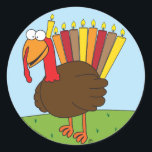 Stickers Menurkey<br><div class="desc">Ces autocollants présentent une Menurkey charismatique et charmante (combinaison Menorah et Turquie),  pour célébrer la fête croisée Chanukah-Thanksgiving de cette année.</div>